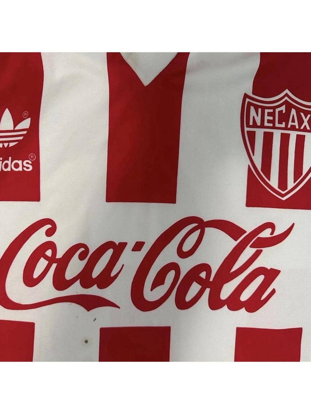 Adidas Necaxa Red White Soccer Jersey Coca-Cola Official Team Football Shirt